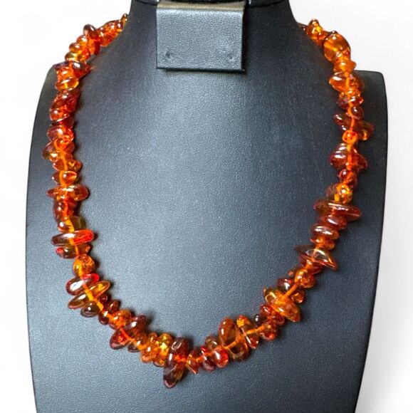 Vintage Baltic amber chips necklace Polished beads 20” - Picture 2 of 11